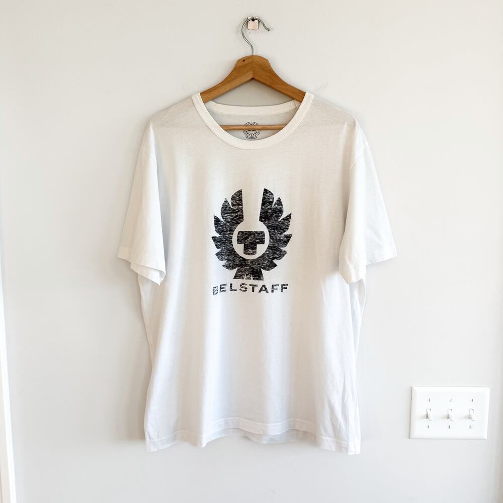 Belstaff Coteland 2.0 Logo Print Crew Neck Short Sleeve T-Shirt White 2XL